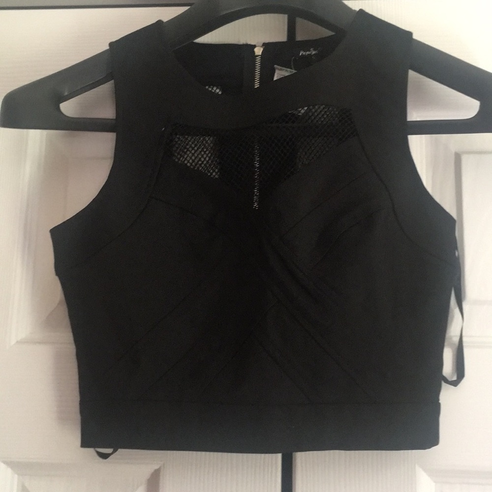 Mesh detail crop top